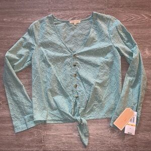 Copper Key light green eyelet button shirt tie